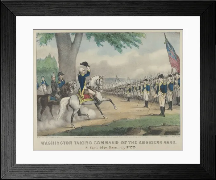 Framed Print : Washington Taking Command of the American Army - At Cambridge, Massachusetts, July 3rd Framed Print : Washington Taking Command of the American Army - At Cambridge, Massachusetts, July 3rd