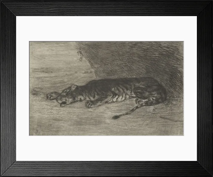 Framed Print : Tiger Lying at the Entrance of its Lair, ca. 1828-30. ca. 1828-30 Framed Print : Tiger Lying at the Entrance of its Lair, ca. 1828-30. ca. 1828-30