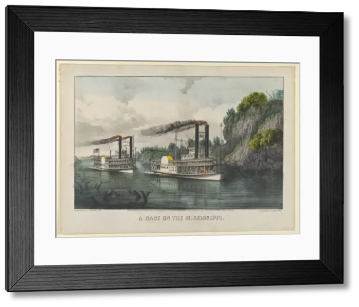 Framed Print : A Race on the Mississippi, 1870. 1870. Creators: Nathaniel Currier, James Merritt Ives Framed Print : A Race on the Mississippi, 1870. 1870. Creators: Nathaniel Currier, James Merritt Ives
