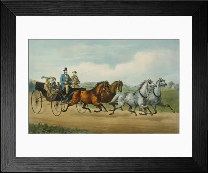 Framed Print : Four-in-Hand, 1861. 1861. Creators: Nathaniel Currier, James Merritt Ives Framed Print : Four-in-Hand, 1861. 1861. Creators: Nathaniel Currier, James Merritt Ives