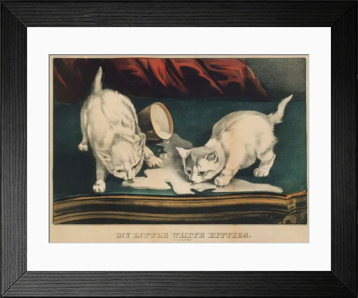 Framed Print : My Little White Kitties - Into Mischief, 1871. 1871. Creators: Nathaniel Currier Framed Print : My Little White Kitties - Into Mischief, 1871. 1871. Creators: Nathaniel Currier