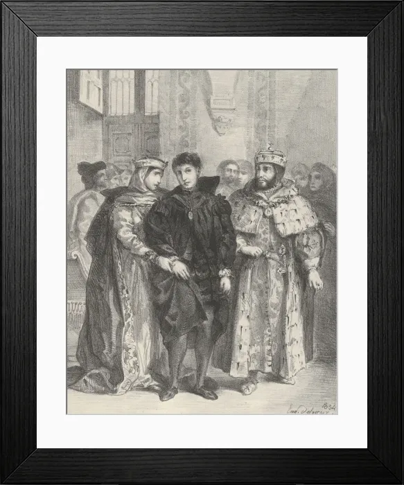 Framed Print : The Queen Tries to Console Hamlet, 1834. 1834. Creator: Eugene Delacroix Framed Print : The Queen Tries to Console Hamlet, 1834. 1834. Creator: Eugene Delacroix