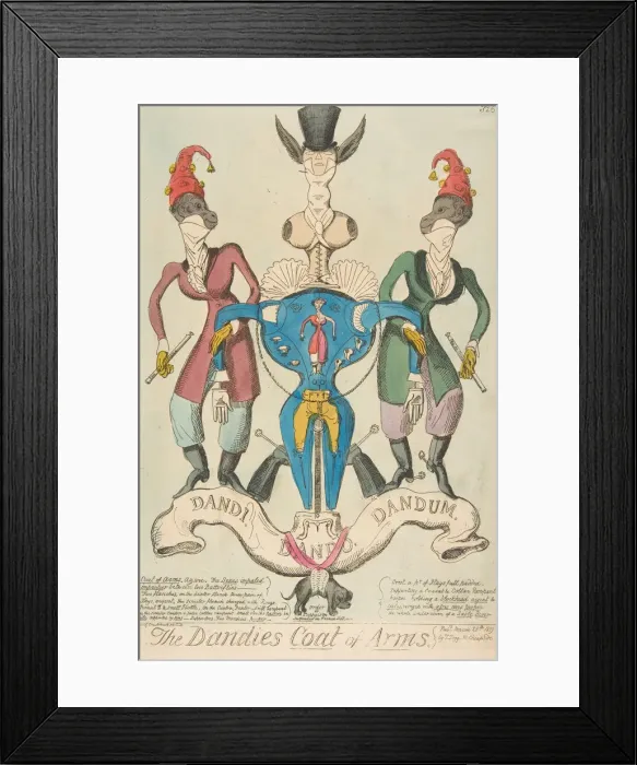 Framed Print : The Dandies Coat of Arms, March 28, 1819. March 28, 1819. Creator: George Cruikshank Framed Print : The Dandies Coat of Arms, March 28, 1819. March 28, 1819. Creator: George Cruikshank