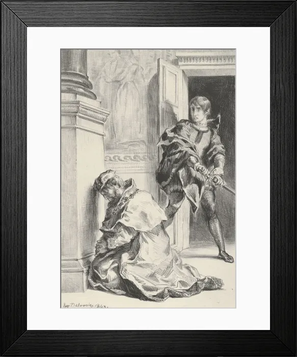 Framed Print : Hamlet Attempts to Kill the King, 1834-43. 1834-43. Creator: Eugene Delacroix Framed Print : Hamlet Attempts to Kill the King, 1834-43. 1834-43. Creator: Eugene Delacroix