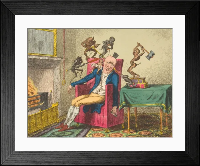 Framed Print : The Head Ache, February 12, 1819. February 12, 1819. Creator: George Cruikshank Framed Print : The Head Ache, February 12, 1819. February 12, 1819. Creator: George Cruikshank