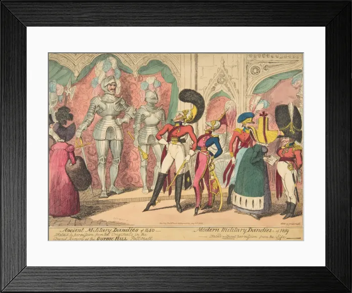 Framed Print : Ancient Military Dandies of 1450 - Modern Military Dandies of 1819, August 1, 1835 Framed Print : Ancient Military Dandies of 1450 - Modern Military Dandies of 1819, August 1, 1835