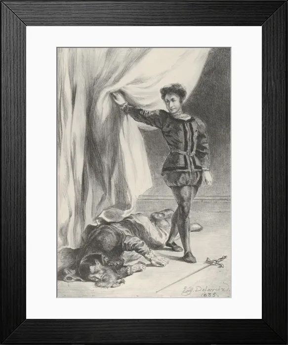Framed Print : Hamlet and the Corpse of Polonius, 1835. 1835. Creator: Eugene Delacroix Framed Print : Hamlet and the Corpse of Polonius, 1835. 1835. Creator: Eugene Delacroix