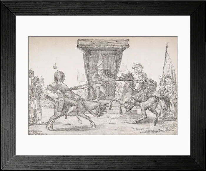 Framed Print : Polemical Duel between Lady Quotidienne and Sir Journal de Paris, 1821. 1821 Framed Print : Polemical Duel between Lady Quotidienne and Sir Journal de Paris, 1821. 1821