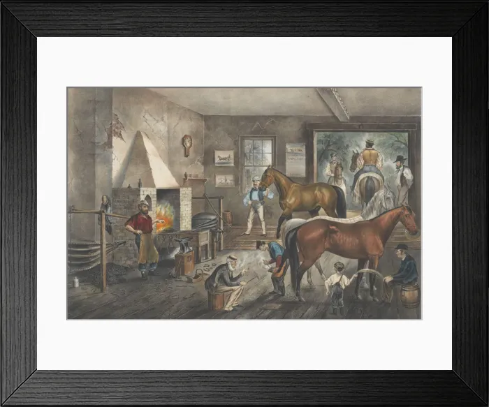 Framed Print : Trotting Cracks at the Forge, 1869. 1869. Creators: Nathaniel Currier Framed Print : Trotting Cracks at the Forge, 1869. 1869. Creators: Nathaniel Currier