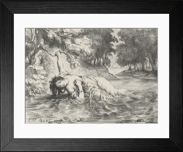Framed Print : The Death of Ophelia, 1843. 1843. Creator: Eugene Delacroix Framed Print : The Death of Ophelia, 1843. 1843. Creator: Eugene Delacroix