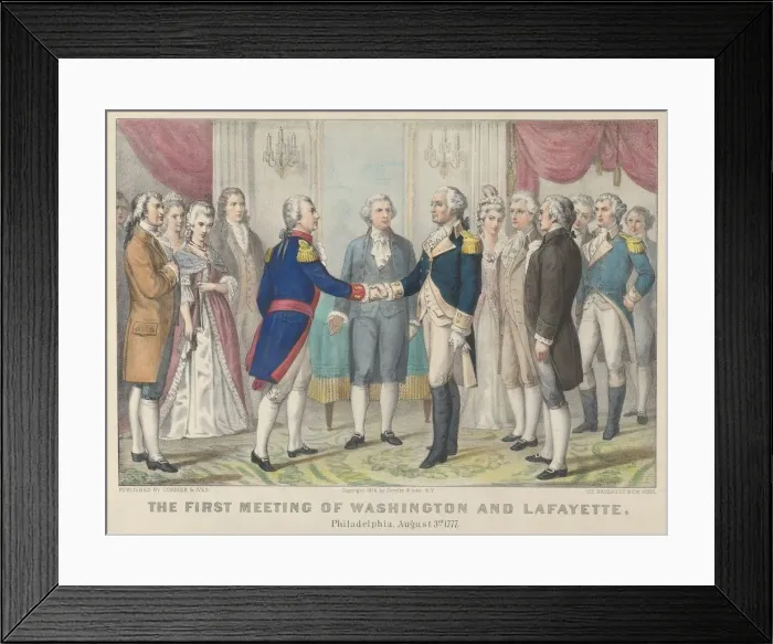Framed Print : The First Meeting of Washington and Lafayette-Philadelphia, August 3rd, 1777, 1876 Framed Print : The First Meeting of Washington and Lafayette-Philadelphia, August 3rd, 1777, 1876