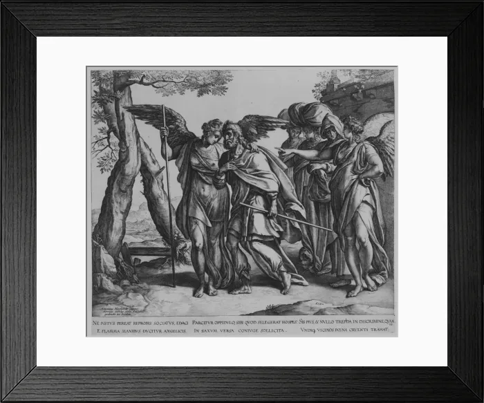 Framed Print : Lots Flight from Sodom, 1582. 1582. Creator: Hendrik Goltzius Framed Print : Lots Flight from Sodom, 1582. 1582. Creator: Hendrik Goltzius