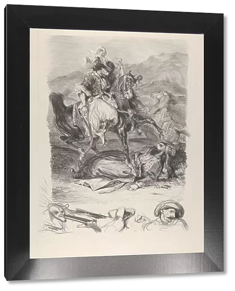 Combat of the Giaour and the Pasha, 1827. 1827. Creator: Eugene Delacroix