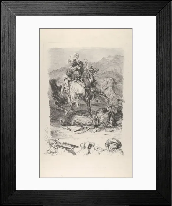 Framed Print : Combat of the Giaour and the Pasha, 1827. 1827. Creator: Eugene Delacroix Framed Print : Combat of the Giaour and the Pasha, 1827. 1827. Creator: Eugene Delacroix