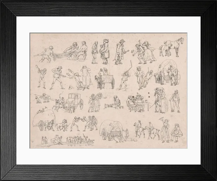 Framed Print : Plate 4, Outlines of Figures, Landscapes and Cattle... for the Use of Learners, Ma Framed Print : Plate 4, Outlines of Figures, Landscapes and Cattle... for the Use of Learners, Ma