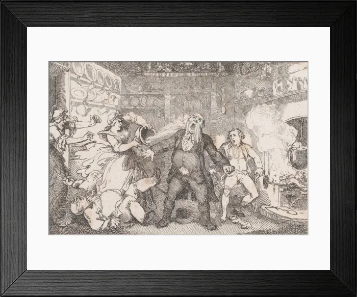 Framed Print : Hostess Discharges a Pan of Blood into the Face of Parson Andrews Framed Print : Hostess Discharges a Pan of Blood into the Face of Parson Andrews