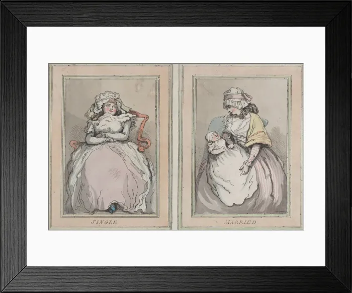 Framed Print : Single and Married, December 1, 1791. December 1, 1791. Creator: Thomas Rowlandson Framed Print : Single and Married, December 1, 1791. December 1, 1791. Creator: Thomas Rowlandson