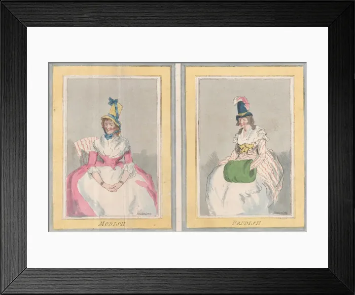 Framed Print : Modish and Prudish, December 1, 1791. December 1, 1791. Creator: Thomas Rowlandson Framed Print : Modish and Prudish, December 1, 1791. December 1, 1791. Creator: Thomas Rowlandson