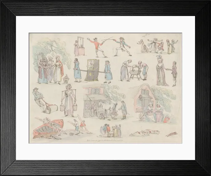 Framed Print : Plate 8, Outlines of Figures, Landscapes and Cattle... for the Use of Learners, Ju Framed Print : Plate 8, Outlines of Figures, Landscapes and Cattle... for the Use of Learners, Ju