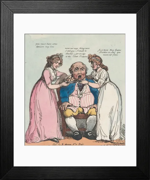 Framed Print : Killing with Kindness, October 1, 1799. October 1, 1799. Creator: Thomas Rowlandson Framed Print : Killing with Kindness, October 1, 1799. October 1, 1799. Creator: Thomas Rowlandson