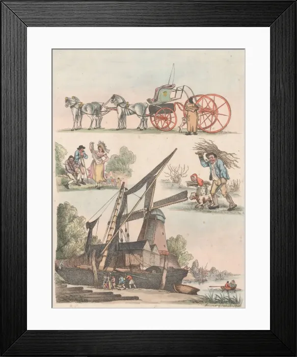 Framed Print : Plate 9, Outlines of Figures, Landscapes and Cattle... for the Use of Learners Framed Print : Plate 9, Outlines of Figures, Landscapes and Cattle... for the Use of Learners