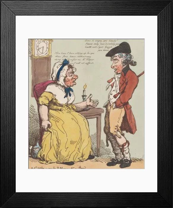 Framed Print : Late Hours!, October 1, 1799. October 1, 1799. Creator: Thomas Rowlandson Framed Print : Late Hours!, October 1, 1799. October 1, 1799. Creator: Thomas Rowlandson