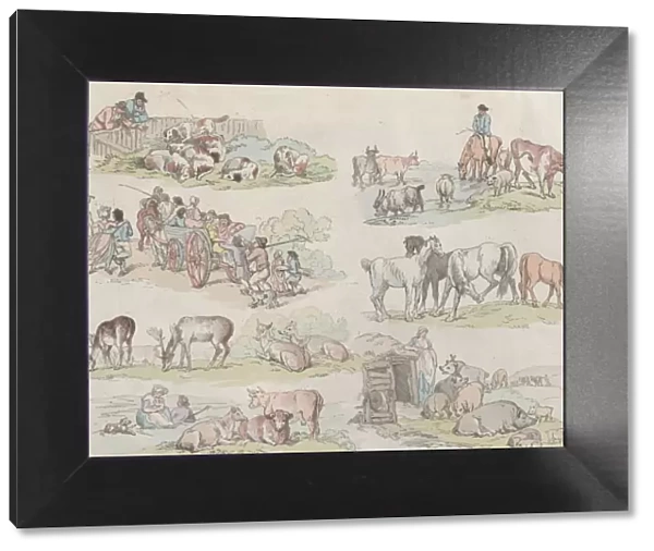 Plate 11, Outlines of Figures, Landscapes and Cattle... for the Use of Learners