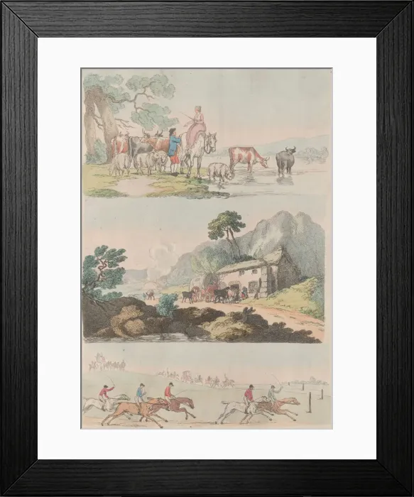 Framed Print : Plate 10, Outlines of Figures, Landscapes and Cattle... for the Use of Learners Framed Print : Plate 10, Outlines of Figures, Landscapes and Cattle... for the Use of Learners
