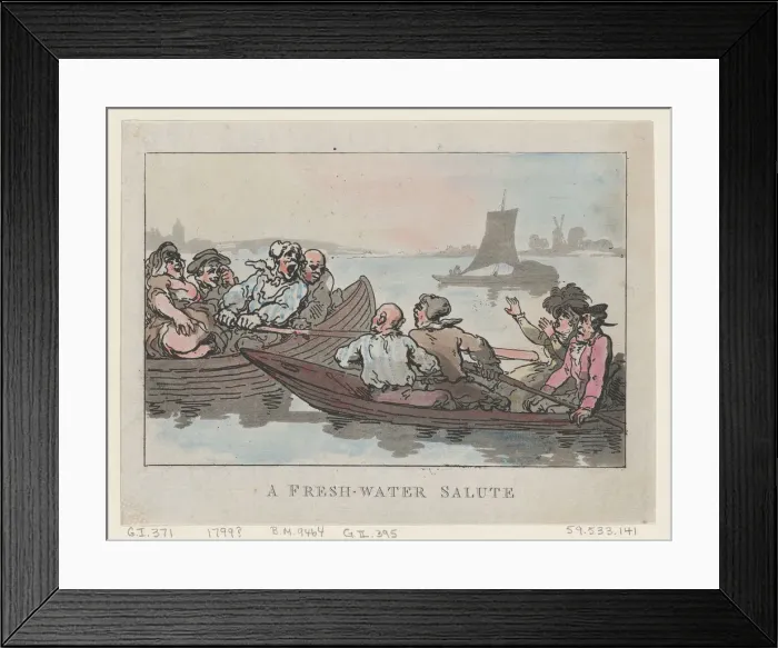Framed Print : A Fresh-Water Salute, 1799. 1799. Creator: Thomas Rowlandson Framed Print : A Fresh-Water Salute, 1799. 1799. Creator: Thomas Rowlandson