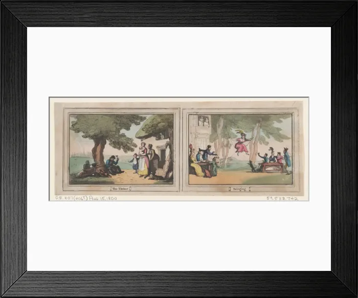 Framed Print : The Tinker and Swinging, August 15, 1800. August 15, 1800. Creator: Thomas Rowlandson Framed Print : The Tinker and Swinging, August 15, 1800. August 15, 1800. Creator: Thomas Rowlandson