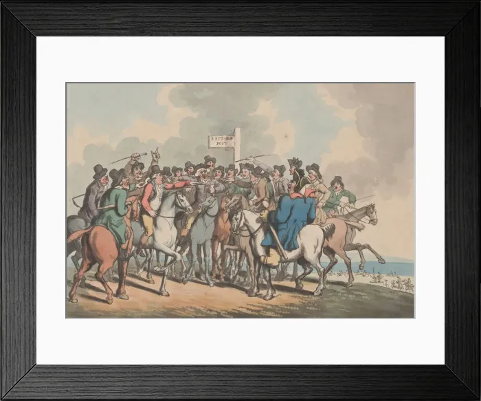 Framed Print : Betting [The Betting Post], January 1, 1799. January 1, 1799. Creator: Thomas Rowlandson