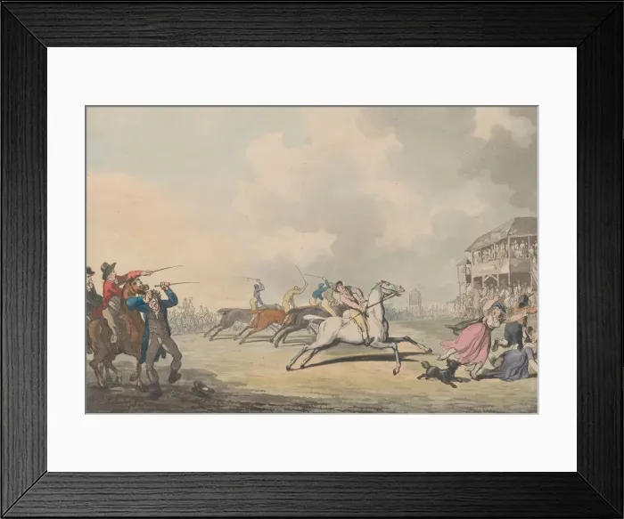 Framed Print : Running out of the Course, January 1, 1799. January 1, 1799. Creator: Thomas Rowlandson Framed Print : Running out of the Course, January 1, 1799. January 1, 1799. Creator: Thomas Rowlandson
