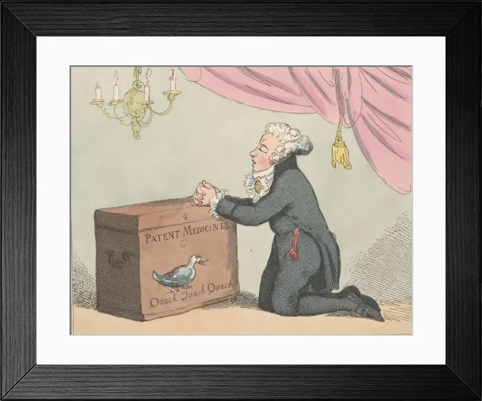 Framed Print : The Quack Doctors Prayer!!, July 30, 1801. July 30, 1801. Creator: Thomas Rowlandson Framed Print : The Quack Doctors Prayer!!, July 30, 1801. July 30, 1801. Creator: Thomas Rowlandson