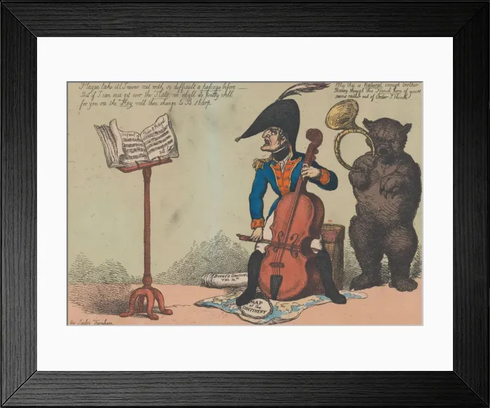 Framed Print : A Hard Passage, or Boney Playing Base on the Continent, September 24, 1808 Framed Print : A Hard Passage, or Boney Playing Base on the Continent, September 24, 1808