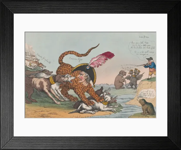 Framed Print : The Corsican Tiger at Bay!, July 8, 1808. July 8, 1808. Creator: Thomas Rowlandson Framed Print : The Corsican Tiger at Bay!, July 8, 1808. July 8, 1808. Creator: Thomas Rowlandson