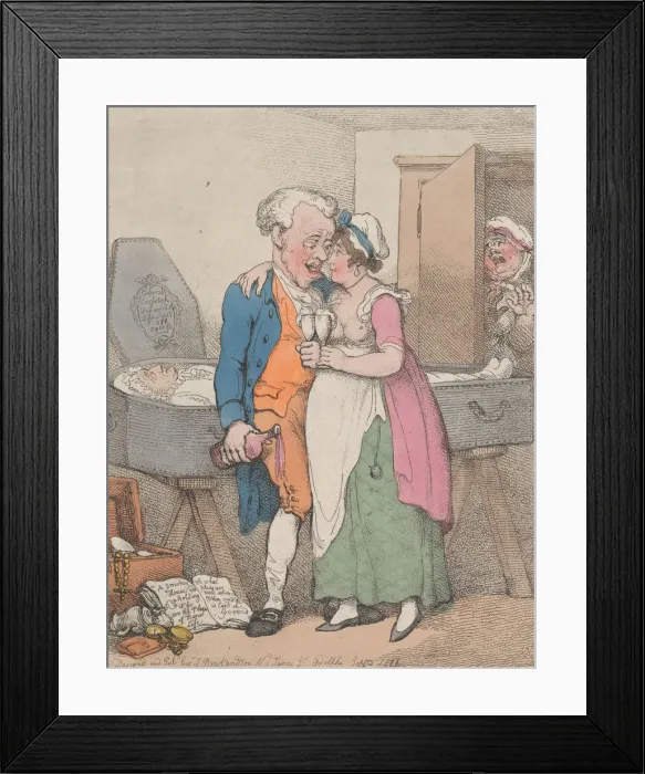 Framed Print : Sorrows Dry or a Cure for the Heart Ache, 1811. 1811. Creator: Thomas Rowlandson Framed Print : Sorrows Dry or a Cure for the Heart Ache, 1811. 1811. Creator: Thomas Rowlandson