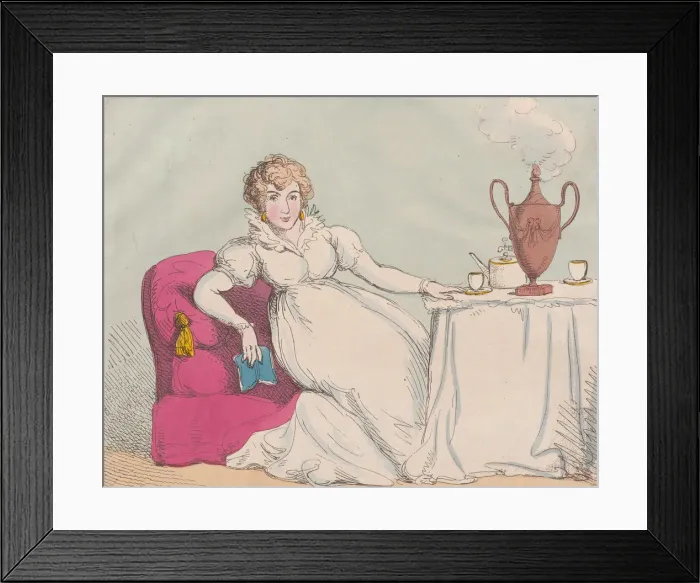 Framed Print : A Woman of Fashions Journal, May 1, 1802. May 1, 1802. Creator: Thomas Rowlandson Framed Print : A Woman of Fashions Journal, May 1, 1802. May 1, 1802. Creator: Thomas Rowlandson