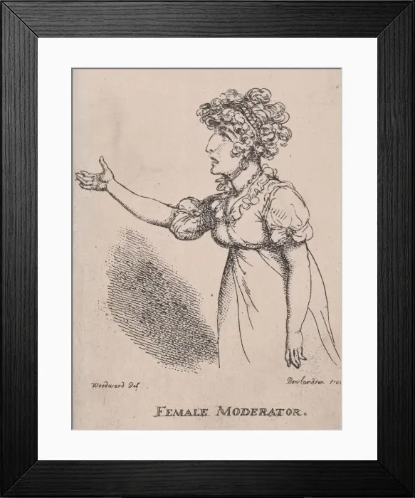 Framed Print : Female Moderator, 1808. 1808. Creator: Thomas Rowlandson Framed Print : Female Moderator, 1808. 1808. Creator: Thomas Rowlandson