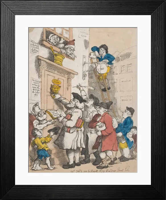 Framed Print : Quarterly Dunns, or Clamorous Tax Gatherers, February 3, 1805. February 3, 1805 Framed Print : Quarterly Dunns, or Clamorous Tax Gatherers, February 3, 1805. February 3, 1805