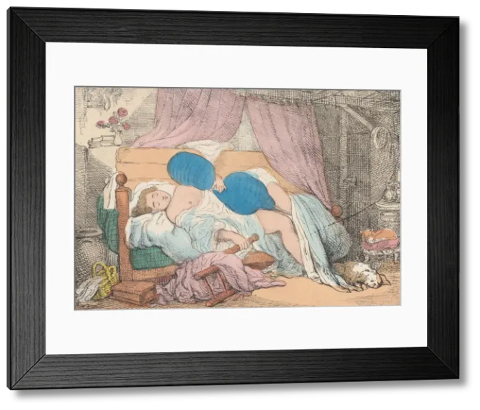 Framed Print : French Luxury, or Repos a la Francaise, 1800-20. 1800-20. Creator: Unknown Framed Print : French Luxury, or Repos a la Francaise, 1800-20. 1800-20. Creator: Unknown