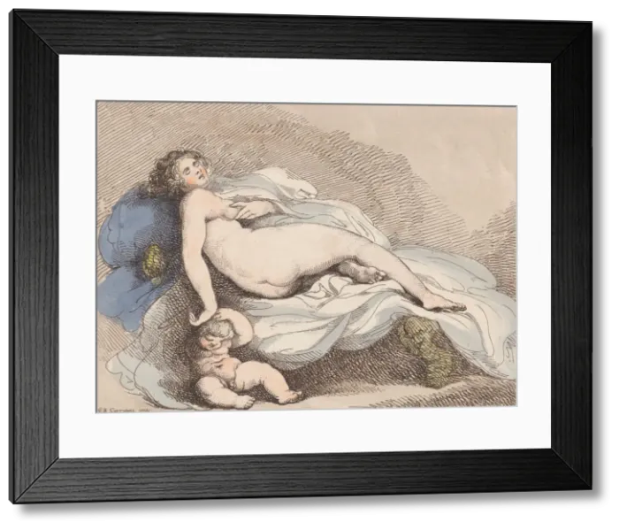 Framed Print : Sleeping Venus and Love, 1799. 1799. Creator: Thomas Rowlandson Framed Print : Sleeping Venus and Love, 1799. 1799. Creator: Thomas Rowlandson