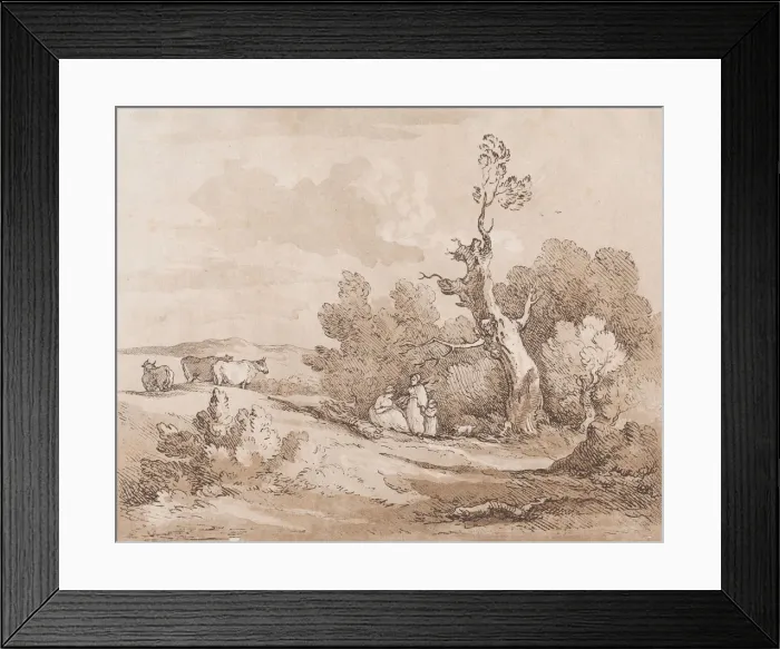 Framed Print : Landscape with Figures Collecting Wood Beneath Gnarled Trees, May 21, 1789. May 21, 1789 Framed Print : Landscape with Figures Collecting Wood Beneath Gnarled Trees, May 21, 1789. May 21, 1789