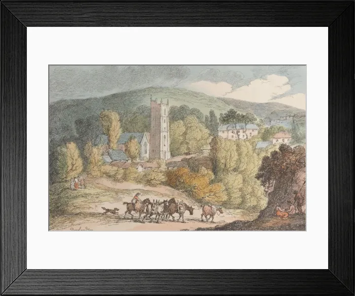 Framed Print : View of the Church and Village of St. Cue, Cornwall, from Views in Cornwall Framed Print : View of the Church and Village of St. Cue, Cornwall, from Views in Cornwall