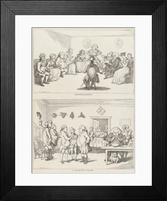 Framed Print : Conversazione, and A Country Club, 1806-11 (?). 1806-11 (?). Creator: Thomas Rowlandson Framed Print : Conversazione, and A Country Club, 1806-11 (?). 1806-11 (?). Creator: Thomas Rowlandson