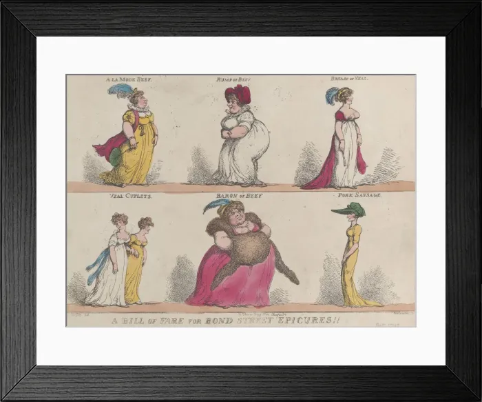 Framed Print : A Bill of Fare for Bond Street Epicures!!, October 25, 1808. October 25, 1808