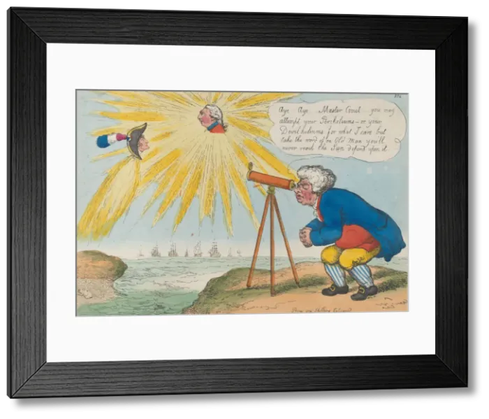 Framed Print : John Bull Making Observations on the Comet, November 10, 1807. November 10, 1807