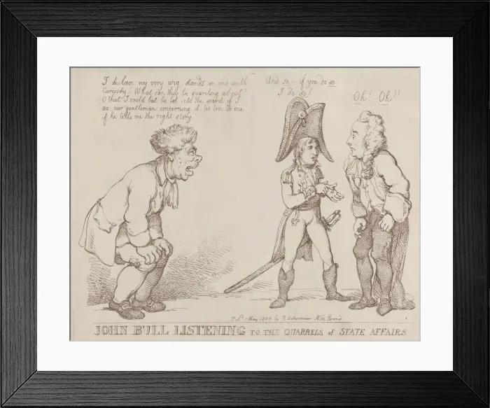 Framed Print : John Bull Listening to the Quarrels of State Affairs, May 1, 1803. May 1, 1803 Framed Print : John Bull Listening to the Quarrels of State Affairs, May 1, 1803. May 1, 1803