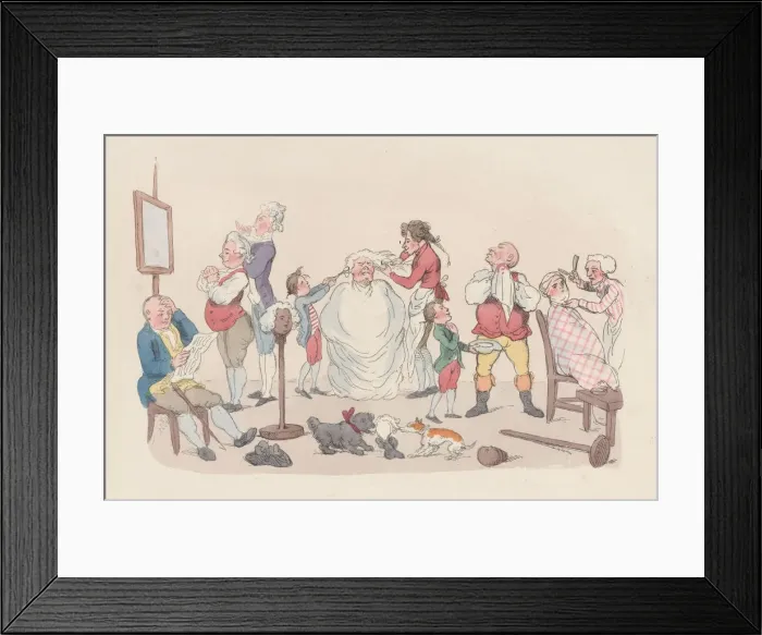 Framed Print : The Barbers Shop, March 20, 1803. March 20, 1803. Creator: Thomas Rowlandson Framed Print : The Barbers Shop, March 20, 1803. March 20, 1803. Creator: Thomas Rowlandson