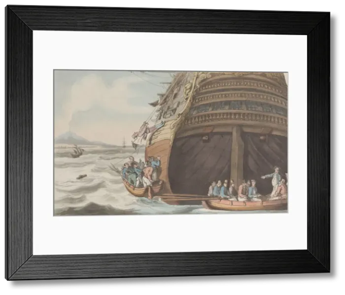 Framed Print : Don Michele Getting Up the Ships Side, from Naples and the Campagna Felice: in a Framed Print : Don Michele Getting Up the Ships Side, from Naples and the Campagna Felice: in a