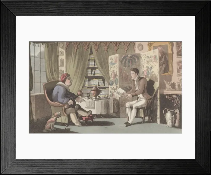 Framed Print : Quae Genus Reading to Sir Jeffery Gourmand, from The History of Johnny Quae Genu Framed Print : Quae Genus Reading to Sir Jeffery Gourmand, from The History of Johnny Quae Genu